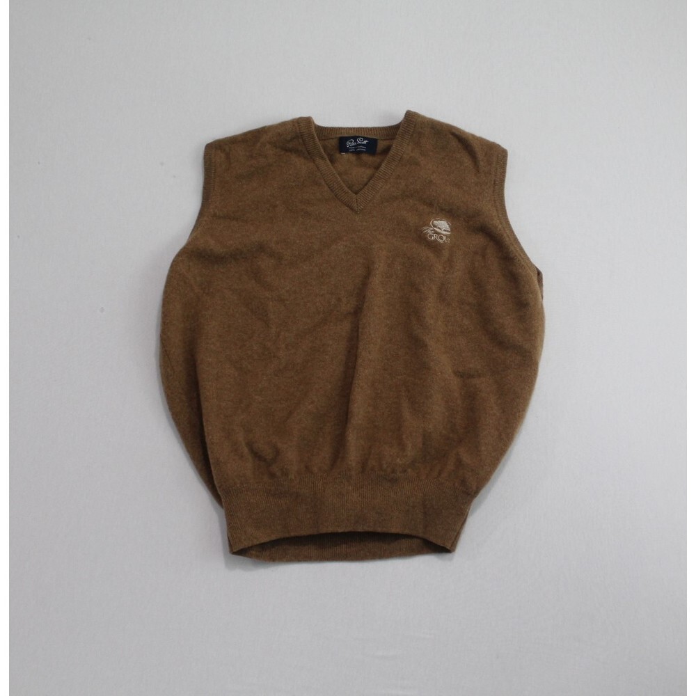 Peter Scott Men Brown Vest Sweater 100% Lambwool Size Large